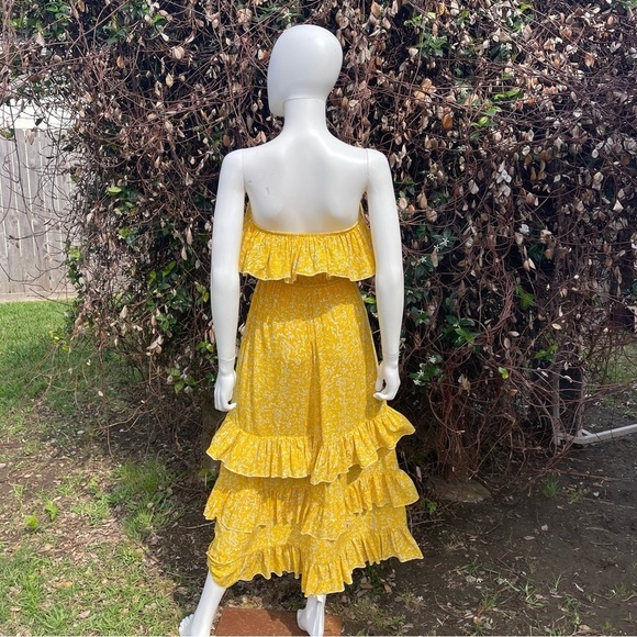 💋Yidarton Strapless Split Bottom Ruffle Top Midi Dress Size Small - Picture 7 of 9